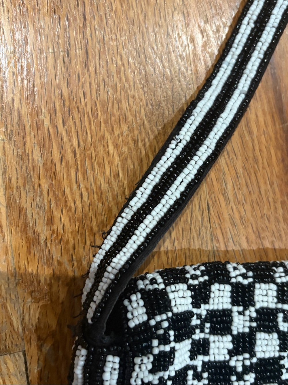 ANTHROPOLOGIE Black & White Beaded Shoulder Bag - Picture 4 of 12